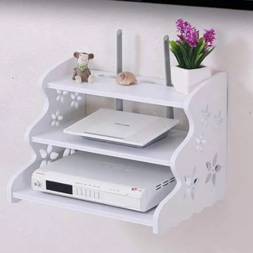 3-Layer Router Storage Stand - Premium PVC Wall Mount Set-Top Box Holder (Big Size)