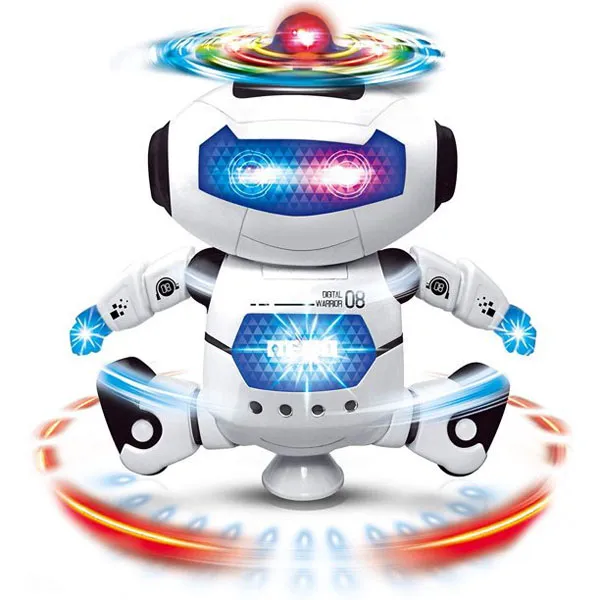 360° Rotating Dancing Robot Toy with LED Lights and Music for Kids