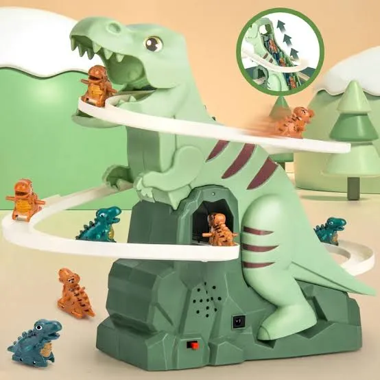 Dinosaur Chasing Race Track Slide Game with Light & Music for Kids